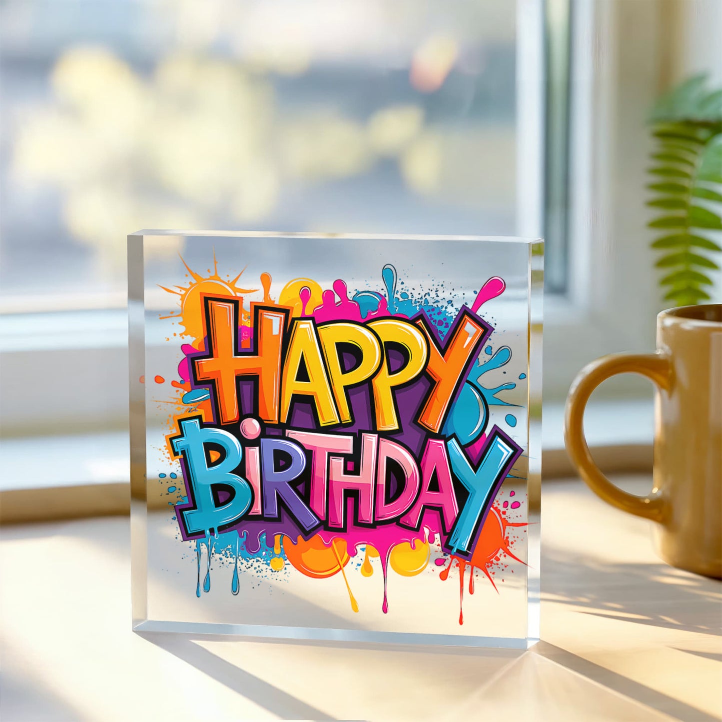 Happy Birthday 023 - 6" x 6" Acrylic Block