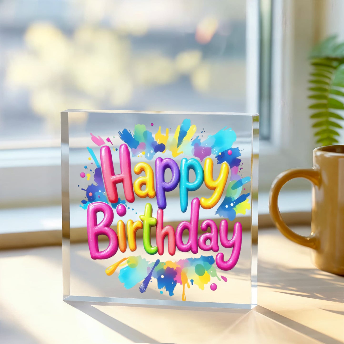 Happy Birthday 027 - 6" x 6" Acrylic Block