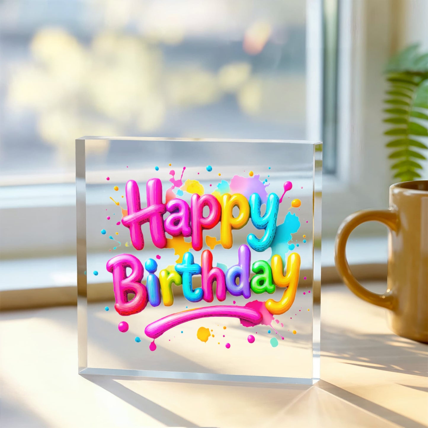 Happy Birthday 026 - 6" x 6" Acrylic Block