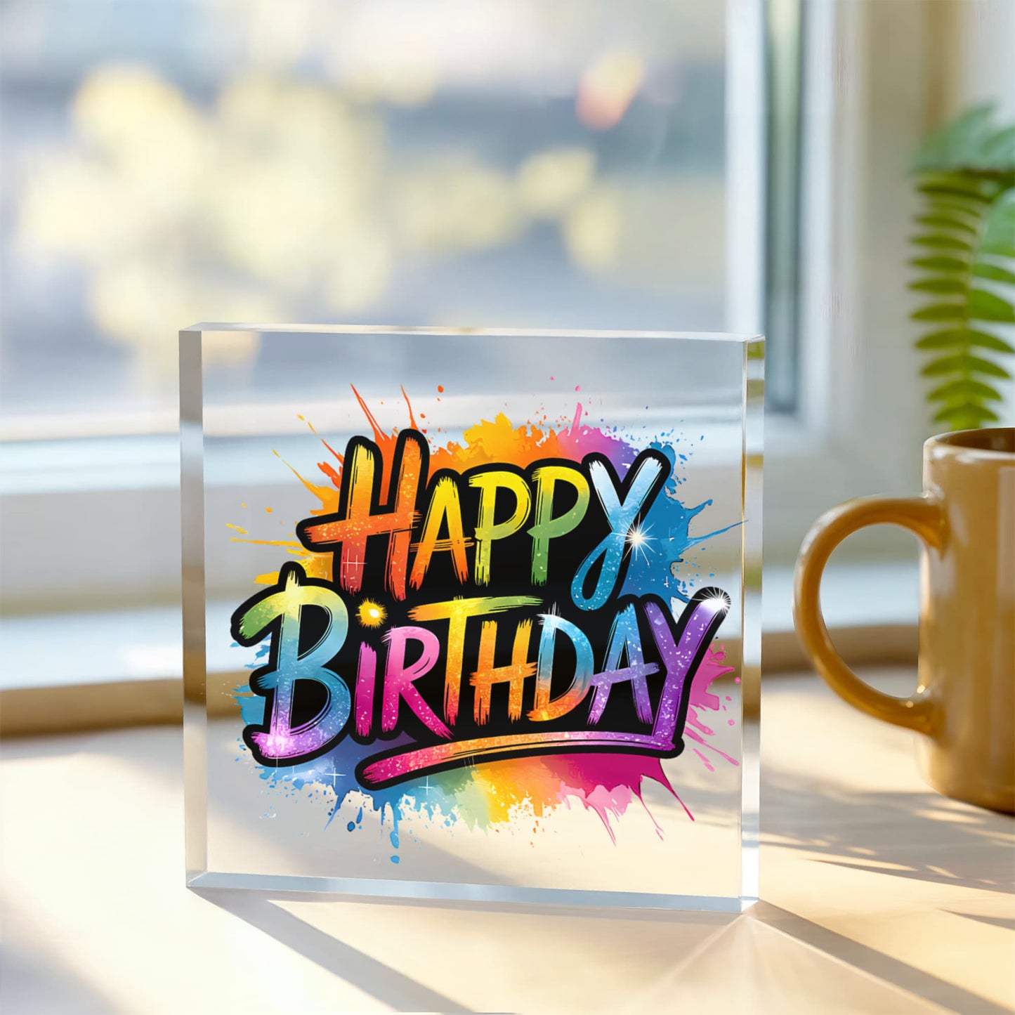 Happy Birthday 017 - 6" x 6" Acrylic Block