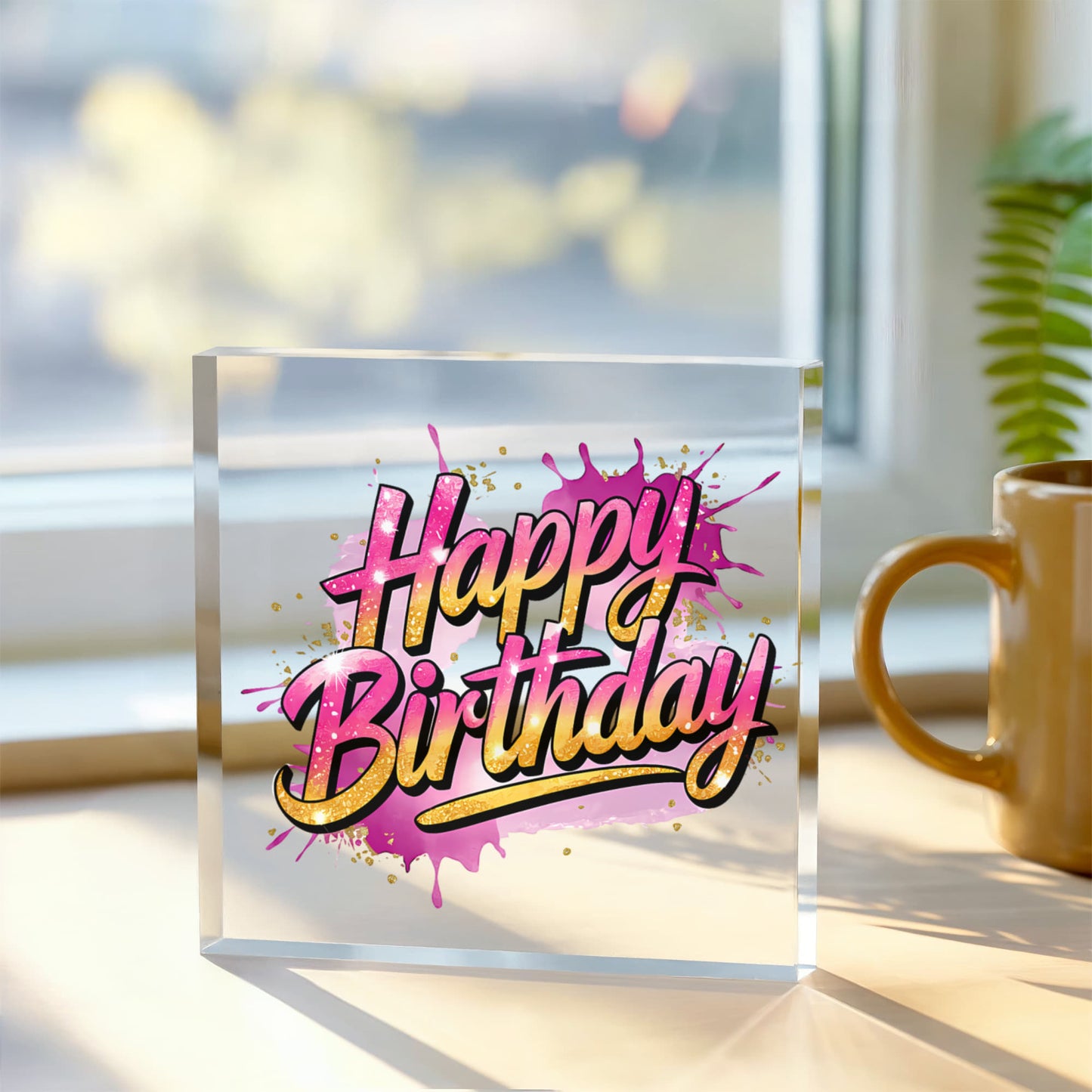 Happy Birthday 016 - 6" x 6" Acrylic Block