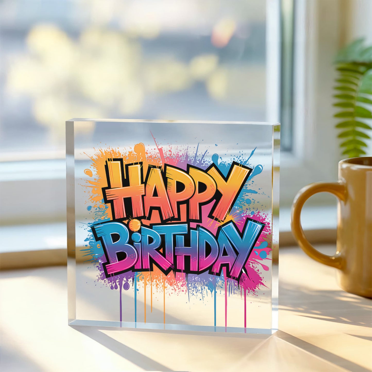 Happy Birthday 021 - 6" x 6" Acrylic Block