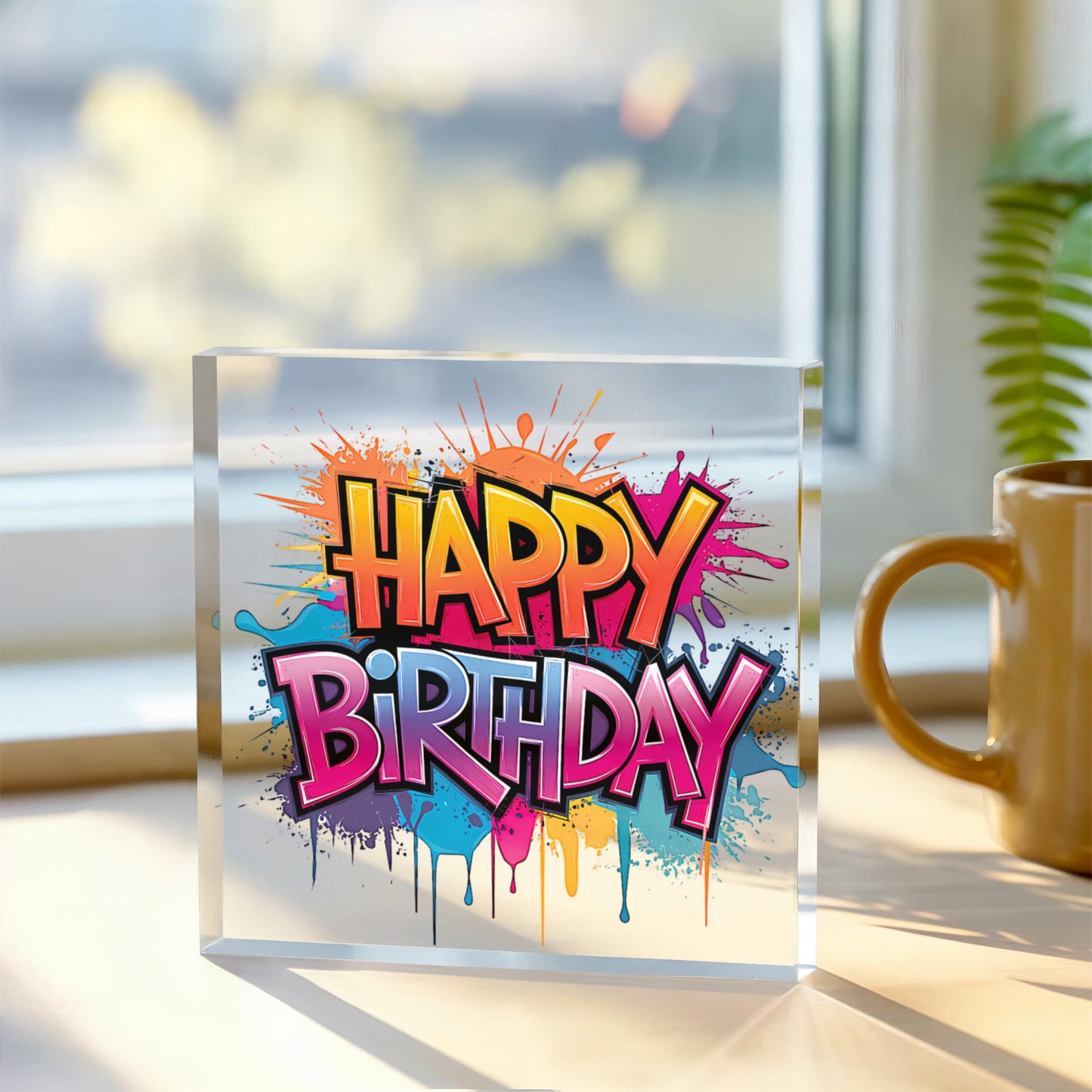 Happy Birthday 020 - 6" x 6" Acrylic Block