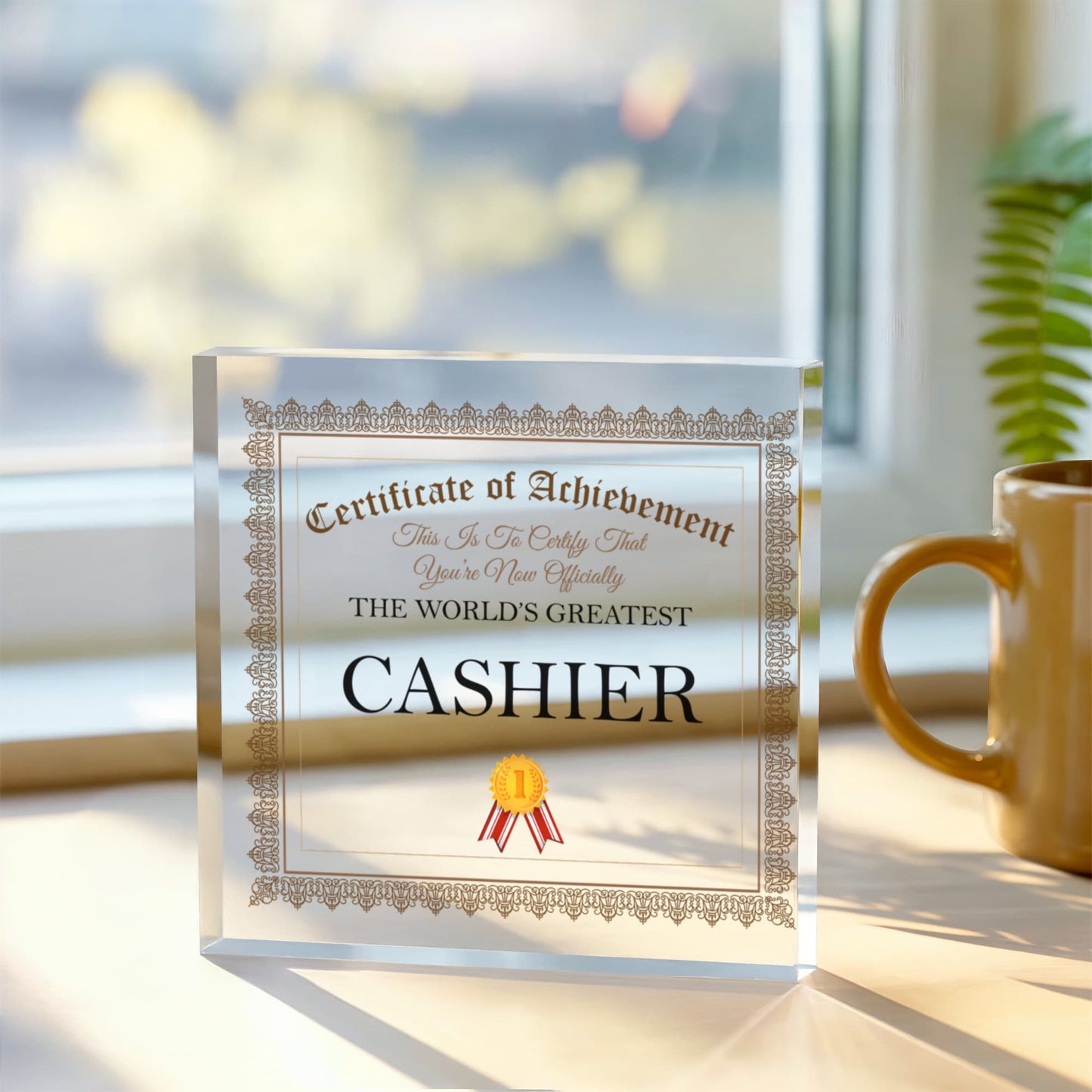 World's Greatest Cashier - 6" x 6" Acrylic Block