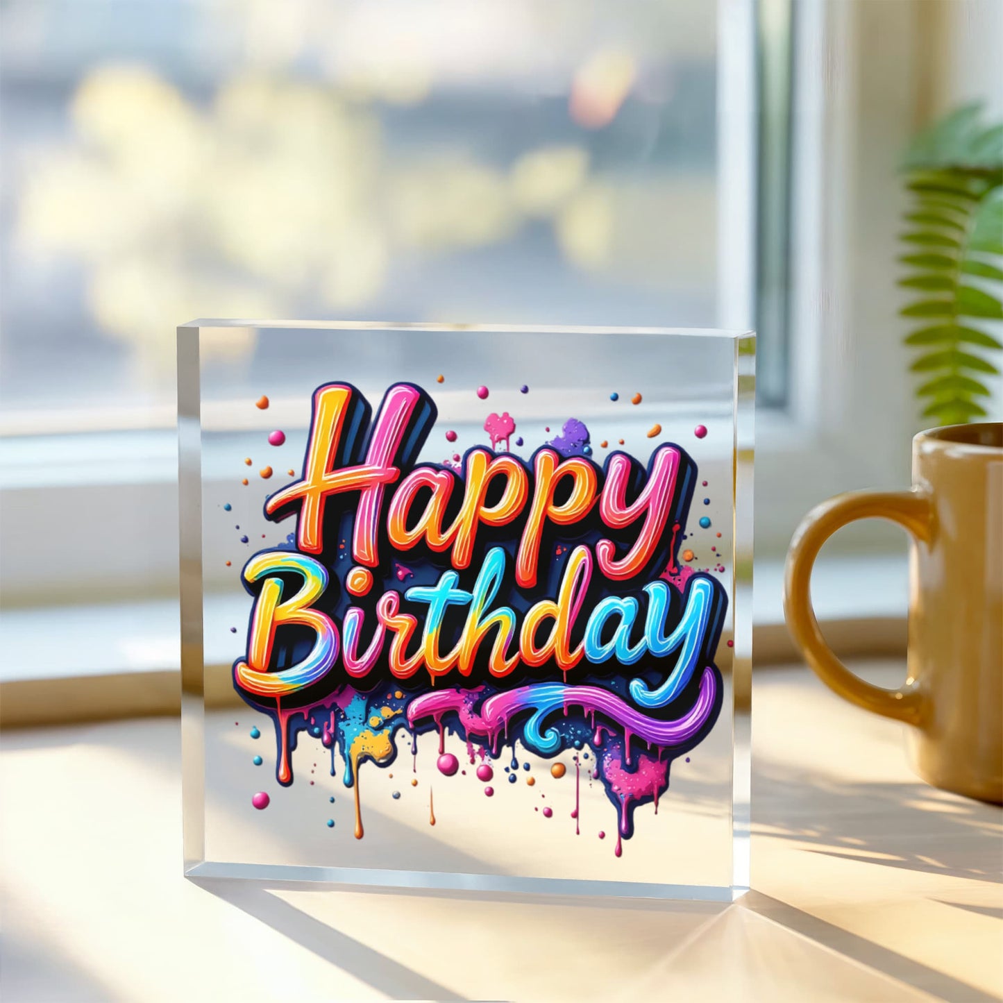 Happy Birthday 028 - 6" x 6" Acrylic Block