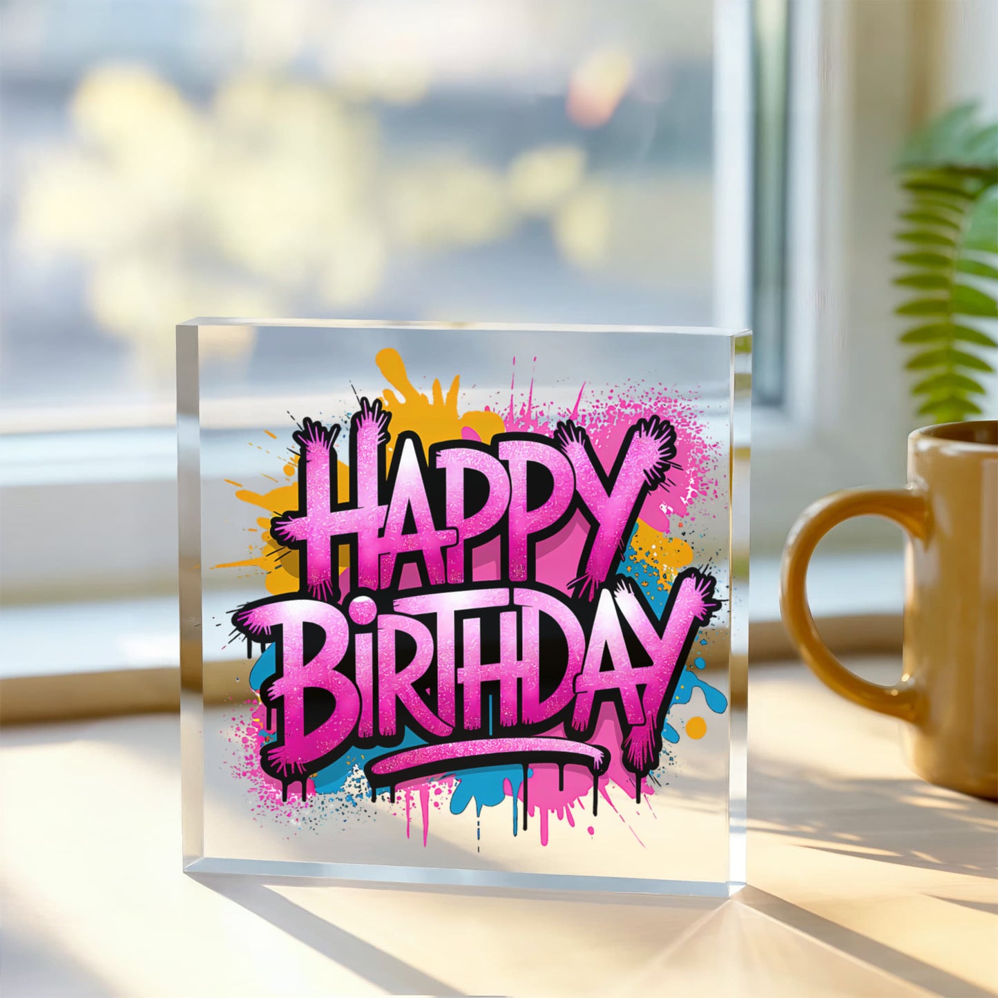Happy Birthday 014 - 6" x 6" Acrylic Block