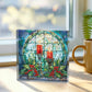 Christmas Stained Glass Style Design 016 - 6" x 6" Acrylic Block