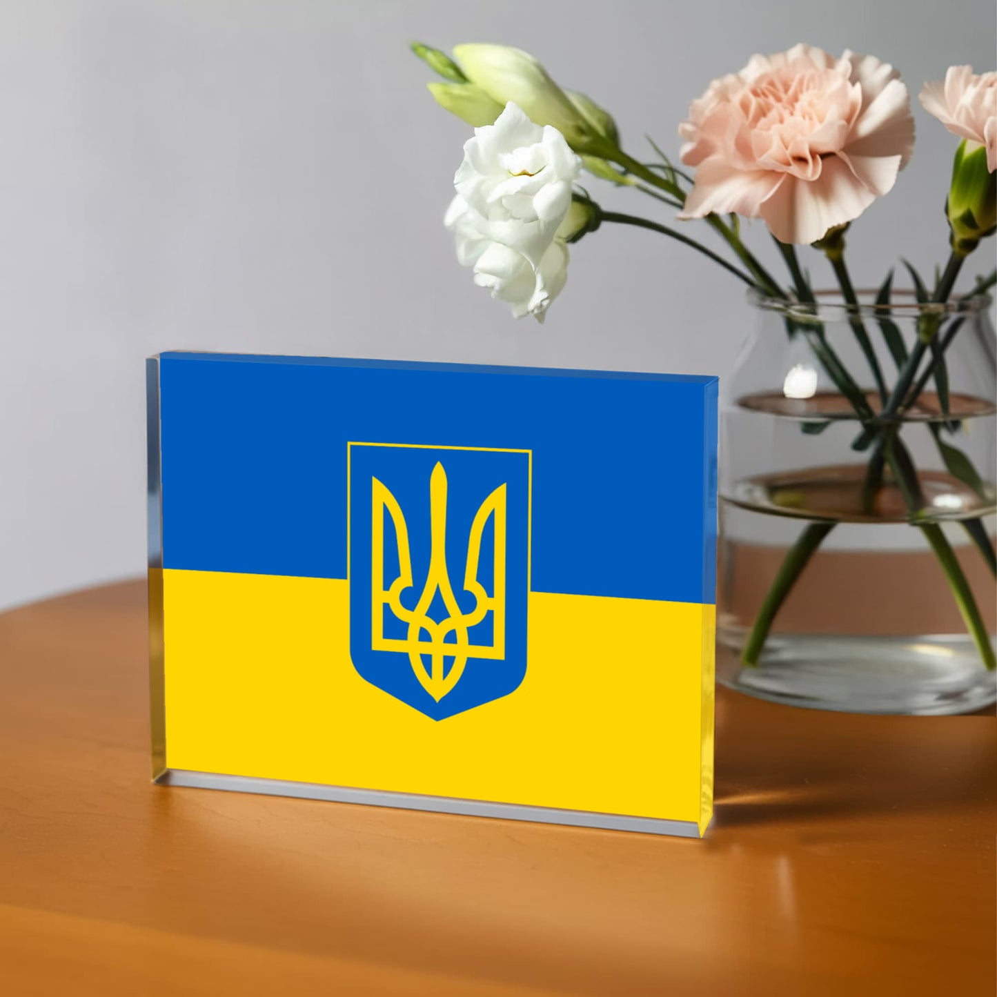 Tryzub And Flag Of Ukraine - 6" x 4.5" Acrylic Block