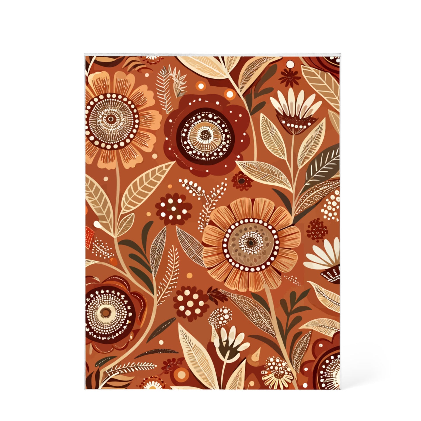 Folk Floral Pattern, Aboriginal Inspired 02 - 5.25" x 7" Acrylic Block