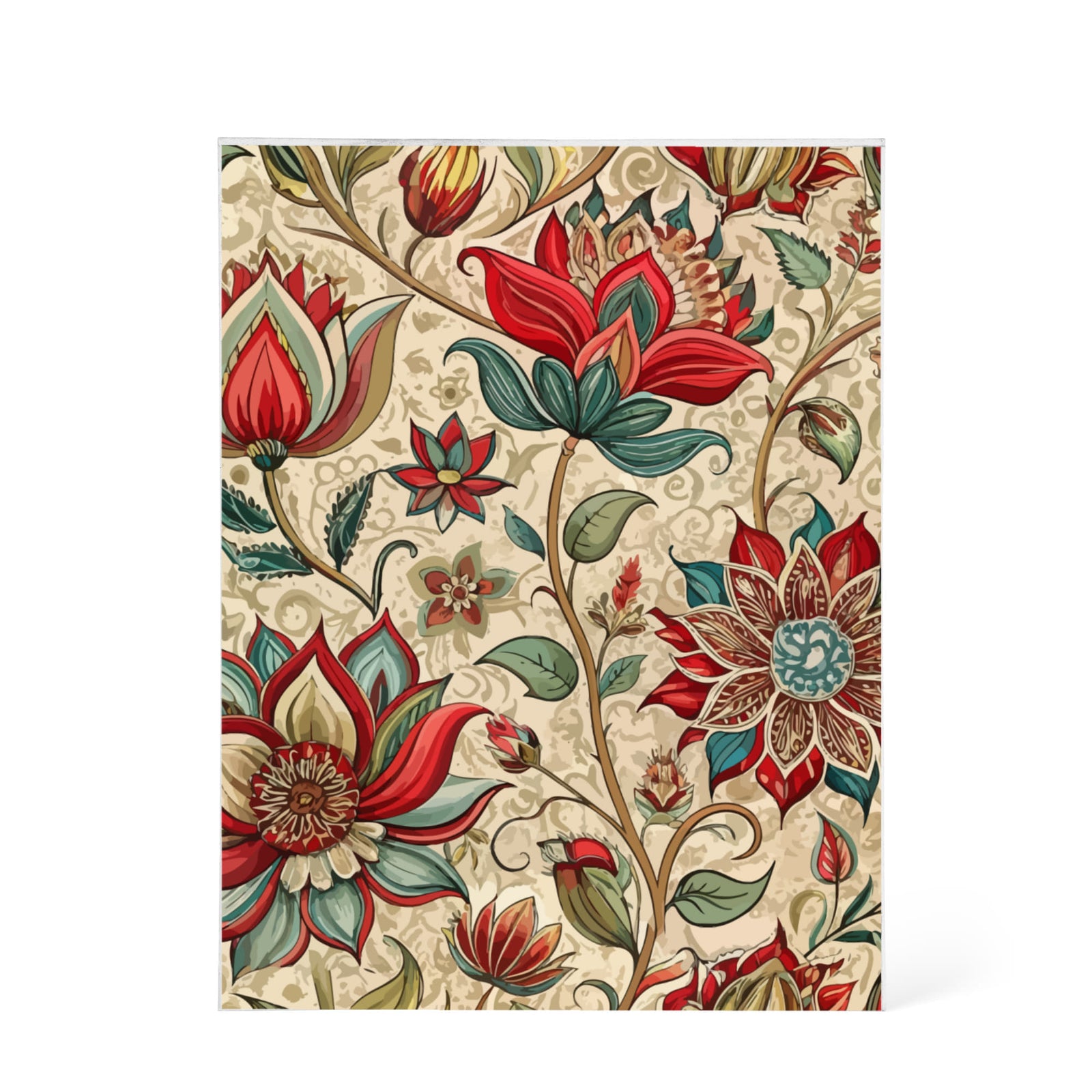 Folk Floral Pattern, Indian Inspired 09 - 5.25" x 7" Acrylic Block