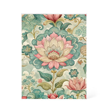 Folk Floral Pattern, Nepalese Inspired 02 - 5.25" x 7" Acrylic Block