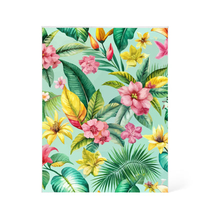 Folk Floral Pattern, Caribbean Inspired 01 - 5.25" x 7" Acrylic Block