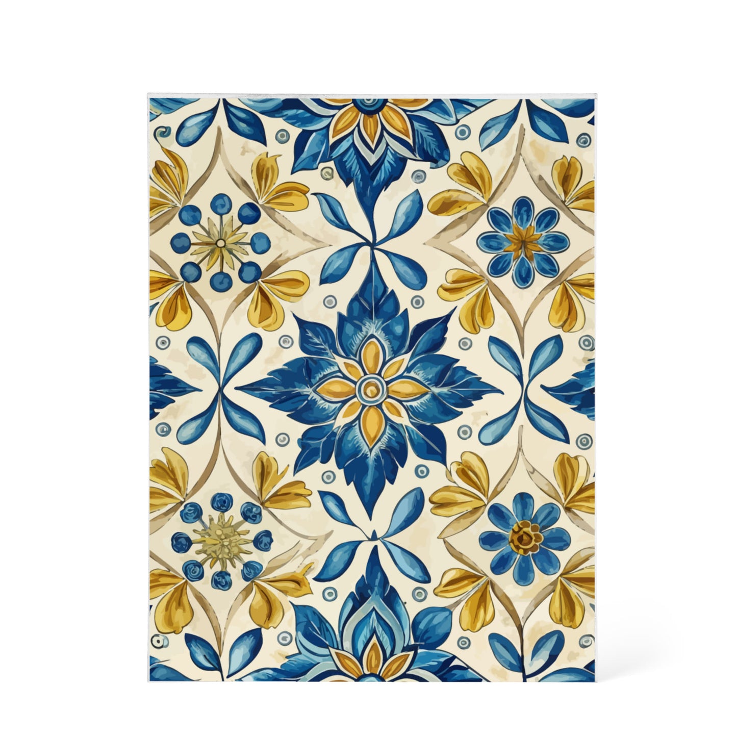 Folk Floral Pattern, Portuguese Inspired 01 - 5.25" x 7" Acrylic Block