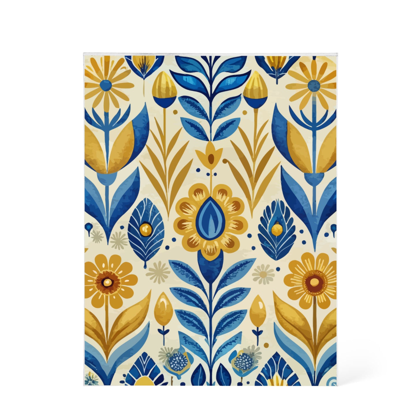 Folk Floral Pattern, Scandinavian Inspired 04 - 5.25" x 7" Acrylic Block