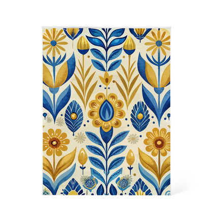 Folk Floral Pattern, Scandinavian Inspired 04 - 5.25" x 7" Acrylic Block
