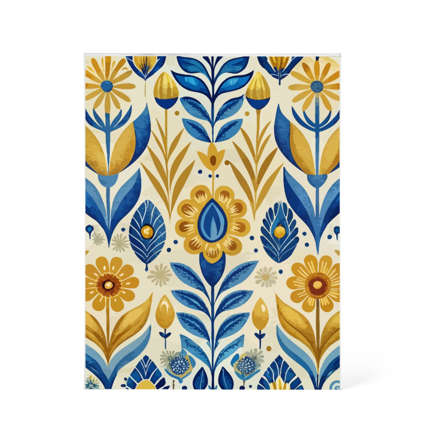 Folk Floral Pattern, Scandinavian Inspired 04 - 5.25" x 7" Acrylic Block