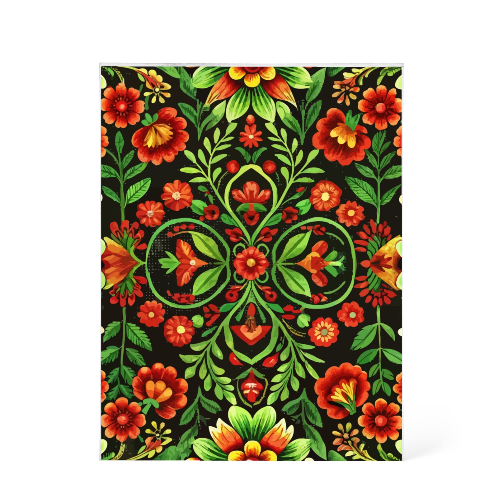 Folk Floral Pattern, Hungarian Inspired 04 - 5.25" x 7" Acrylic Block