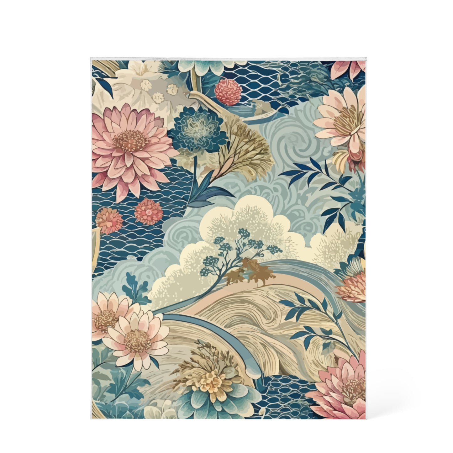 Folk Floral Pattern, Japanese Inspired 06 - 5.25" x 7" Acrylic Block