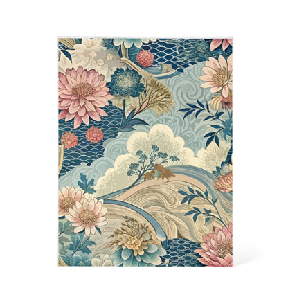 Folk Floral Pattern, Japanese Inspired 06 - 5.25" x 7" Acrylic Block