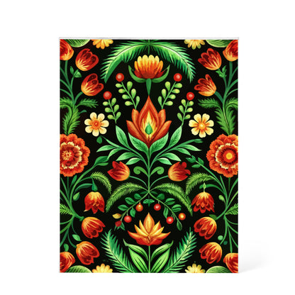 Folk Floral Pattern, Hungarian Inspired 02 - 5.25" x 7" Acrylic Block