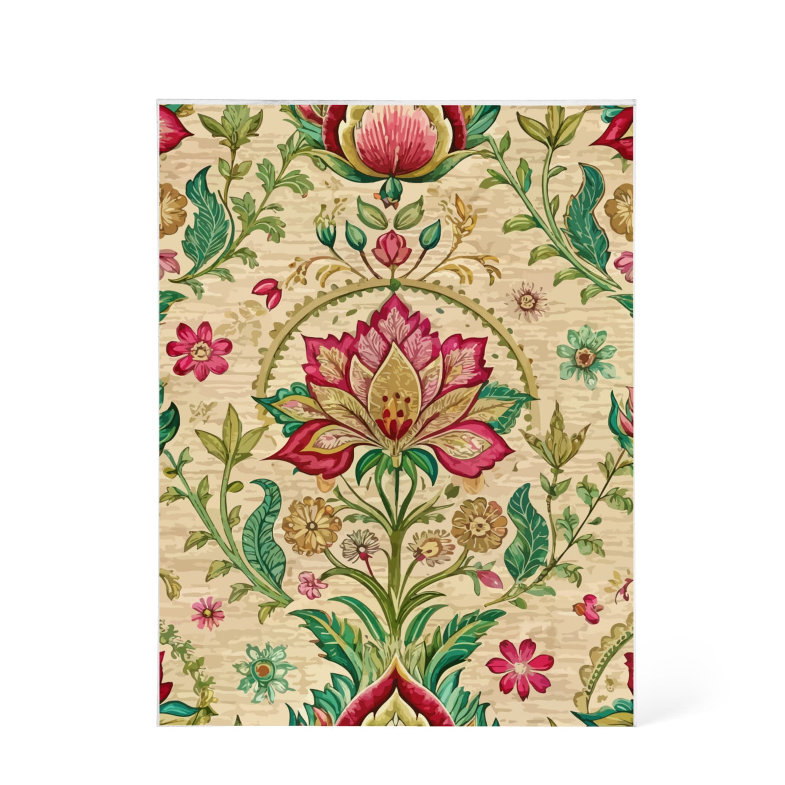 Folk Floral Pattern, Indian Inspired 02 - 5.25" x 7" Acrylic Block