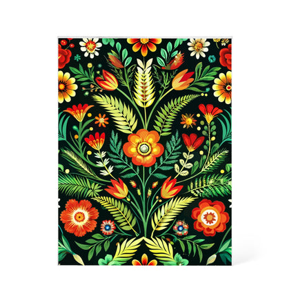 Folk Floral Pattern, Polish Inspired 02 - 5.25" x 7" Acrylic Block