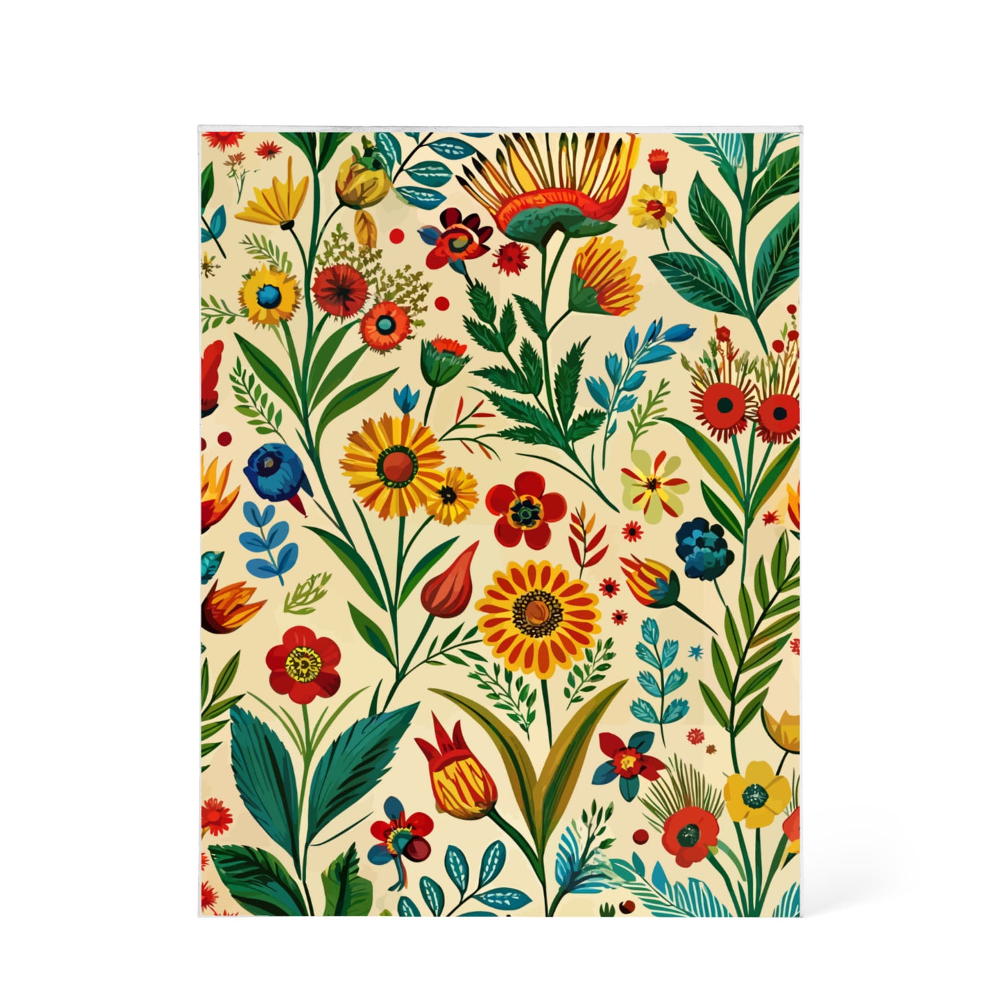 Folk Floral Pattern, Bulgarian Inspired 01 - 5.25" x 7" Acrylic Block
