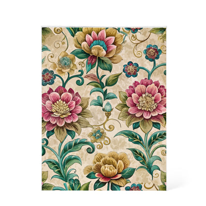 Folk Floral Pattern, Bhutanese Inspired 01 - 5.25" x 7" Acrylic Block