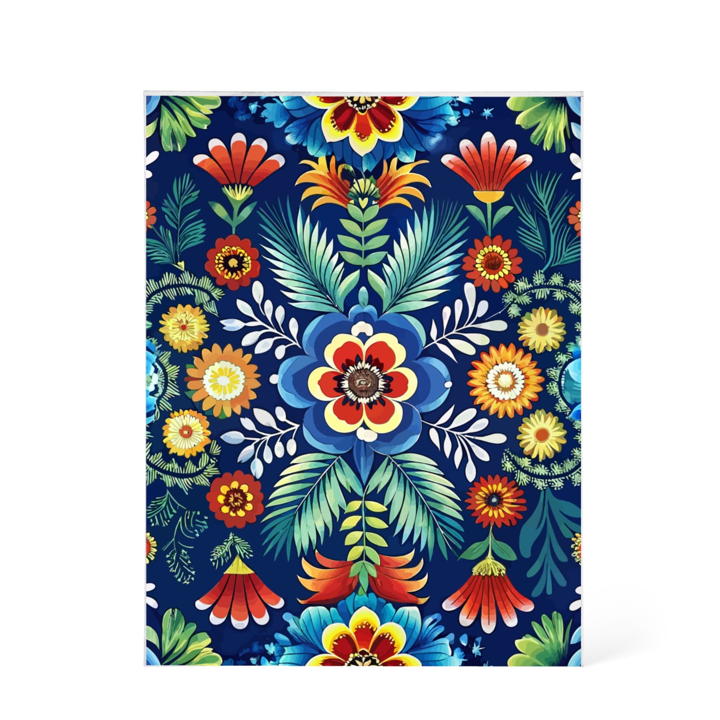 Folk Floral Pattern, Polish Inspired 04 - 5.25" x 7" Acrylic Block