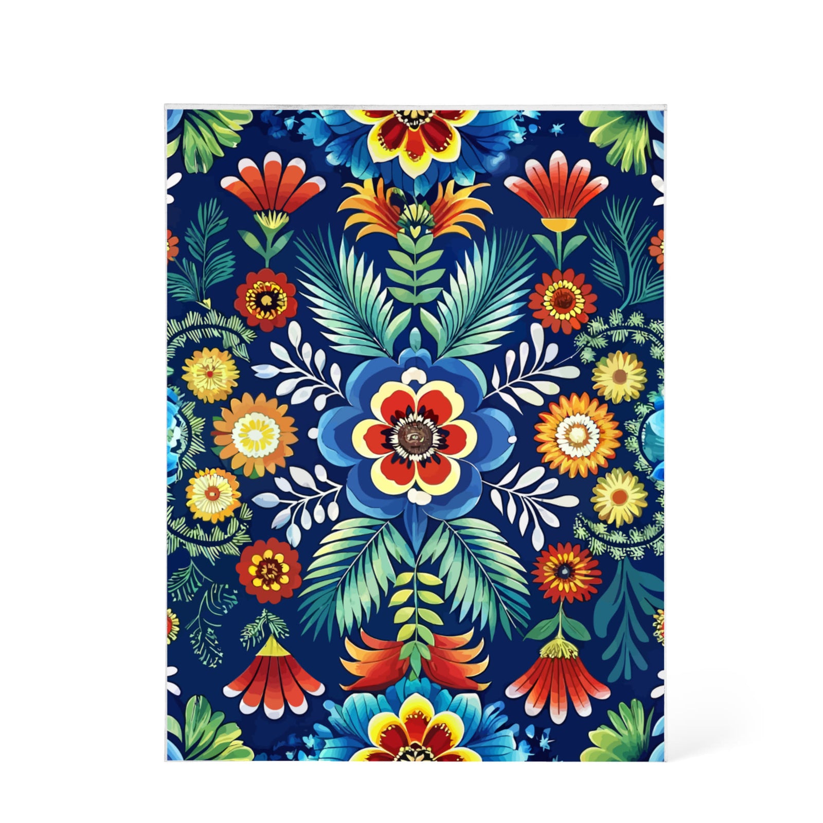 Folk Floral Pattern, Polish Inspired 04 - 5.25" x 7" Acrylic Block
