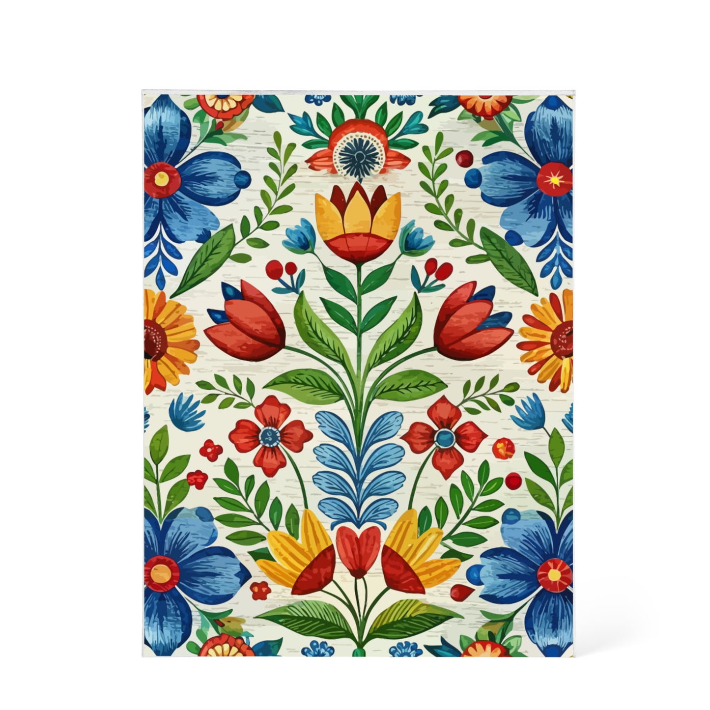 Folk Floral Pattern, Swedish Inspired 02 - 5.25" x 7" Acrylic Block