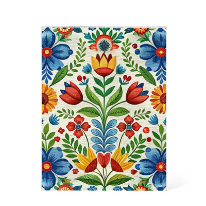 Folk Floral Pattern, Swedish Inspired 02 - 5.25" x 7" Acrylic Block