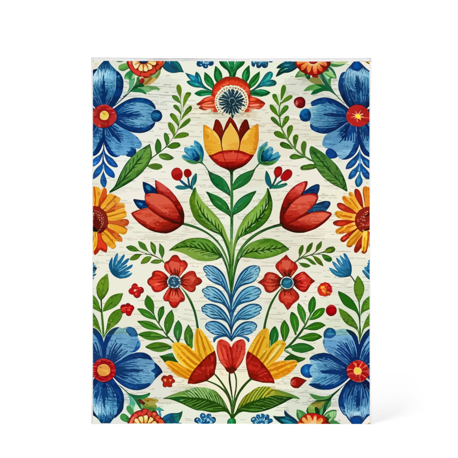 Folk Floral Pattern, Swedish Inspired 02 - 5.25" x 7" Acrylic Block