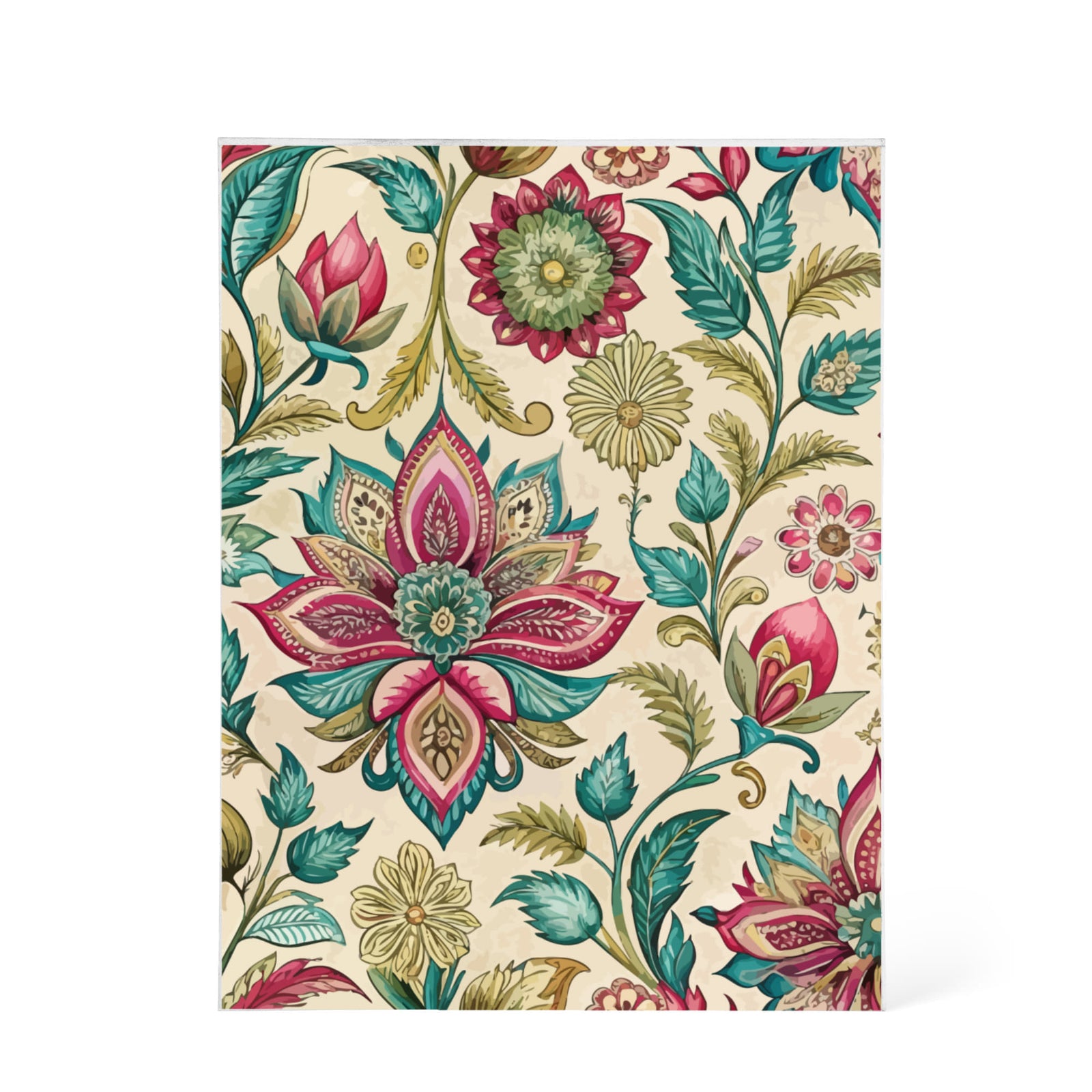 Folk Floral Pattern, Indian Inspired 05 - 5.25" x 7" Acrylic Block