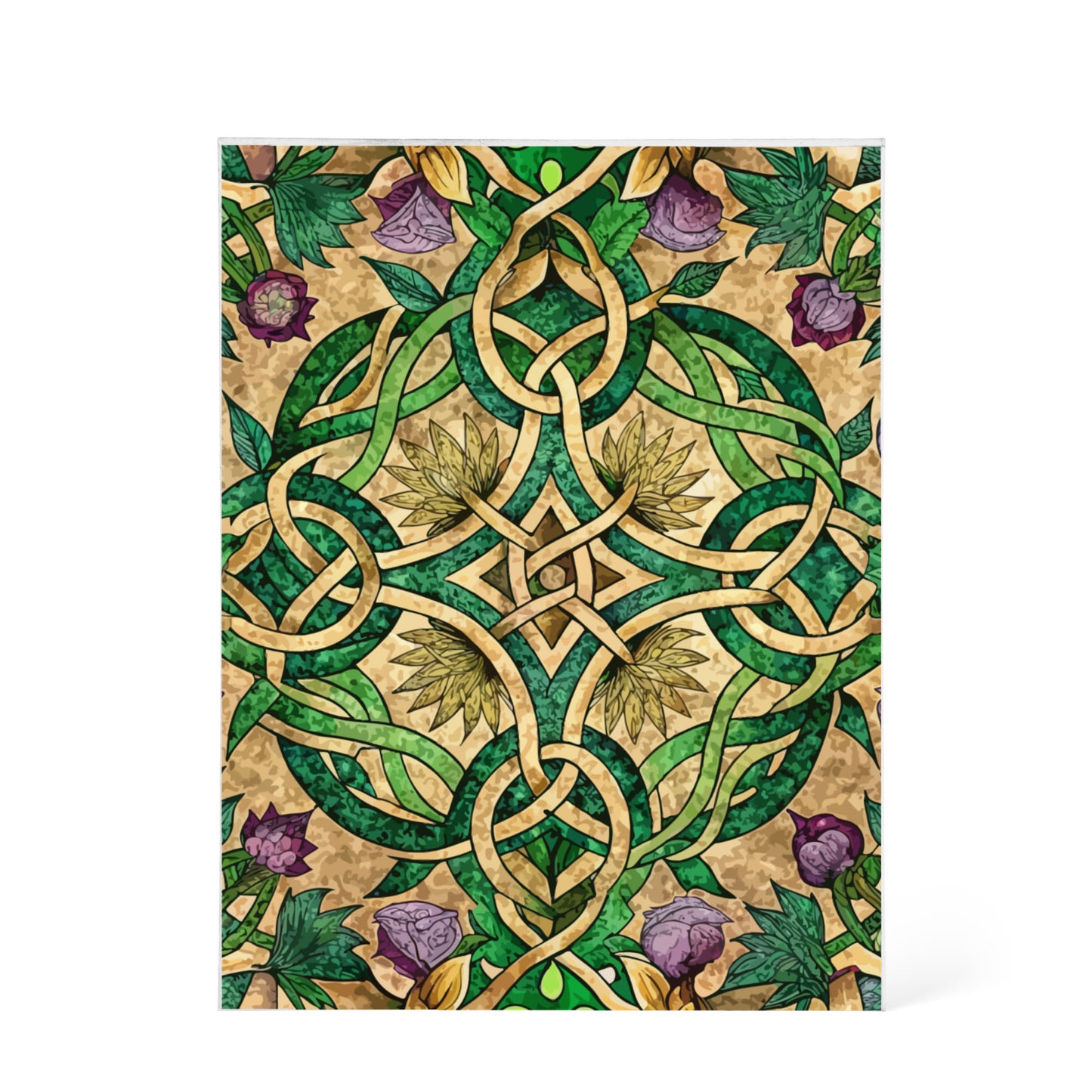 Folk Floral Pattern, Celtic Inspired 03 - 5.25" x 7" Acrylic Block