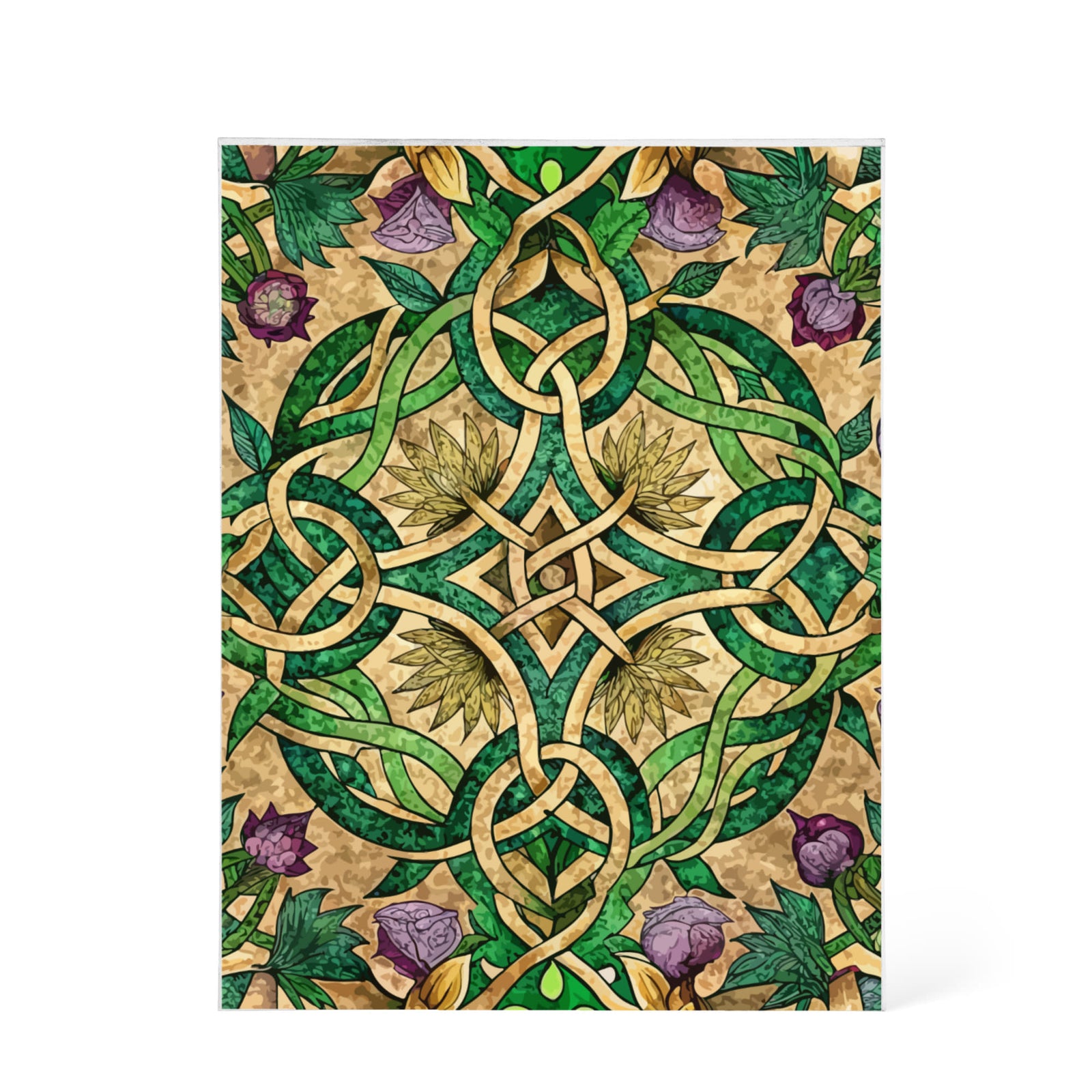 Folk Floral Pattern, Celtic Inspired 03 - 5.25" x 7" Acrylic Block