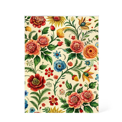 Folk Floral Pattern, Romanian Inspired 03 - 5.25" x 7" Acrylic Block
