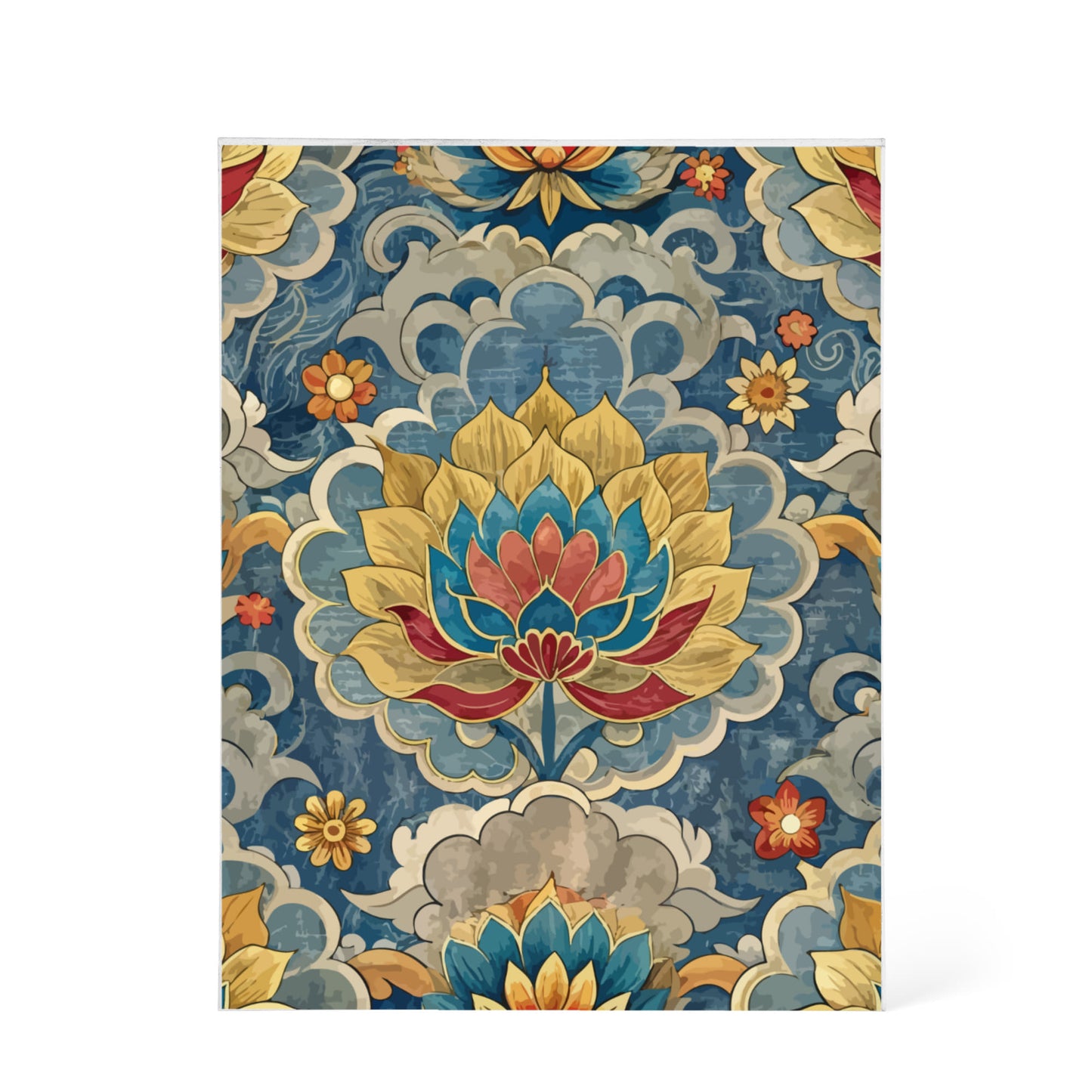 Folk Floral Pattern, Tibetan Inspired 02 - 5.25" x 7" Acrylic Block