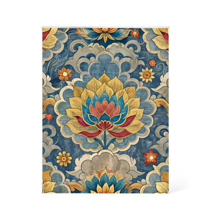 Folk Floral Pattern, Tibetan Inspired 02 - 5.25" x 7" Acrylic Block