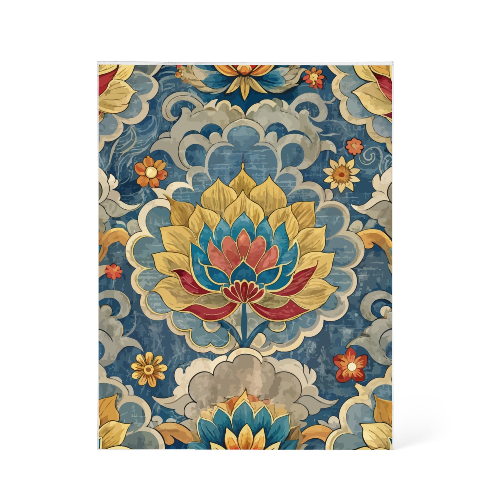 Folk Floral Pattern, Tibetan Inspired 02 - 5.25" x 7" Acrylic Block