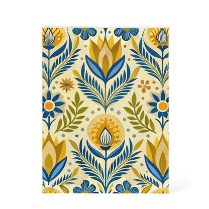 Folk Floral Pattern, Scandinavian Inspired 05 - 5.25" x 7" Acrylic Block
