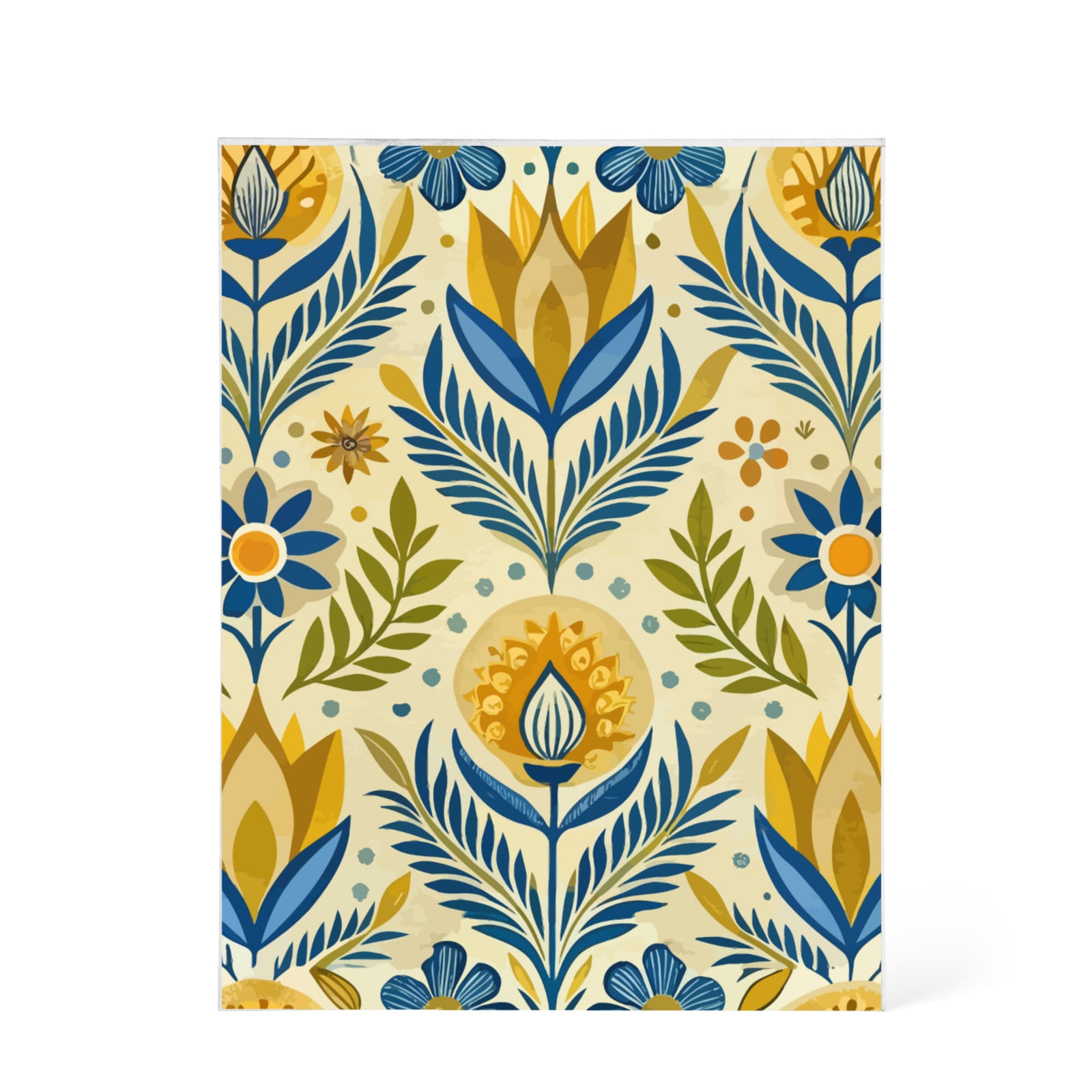 Folk Floral Pattern, Scandinavian Inspired 05 - 5.25" x 7" Acrylic Block
