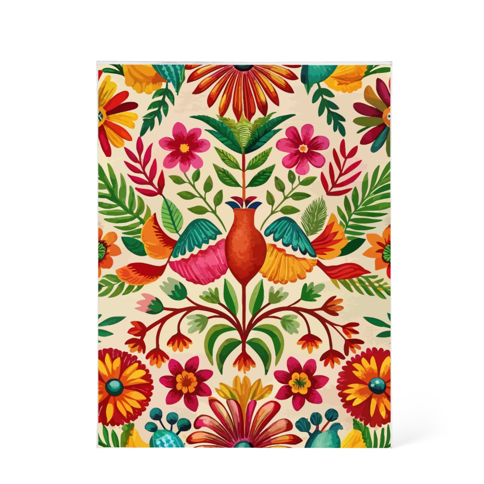 Folk Floral Pattern, Mexican Inspired 03 - 5.25" x 7" Acrylic Block