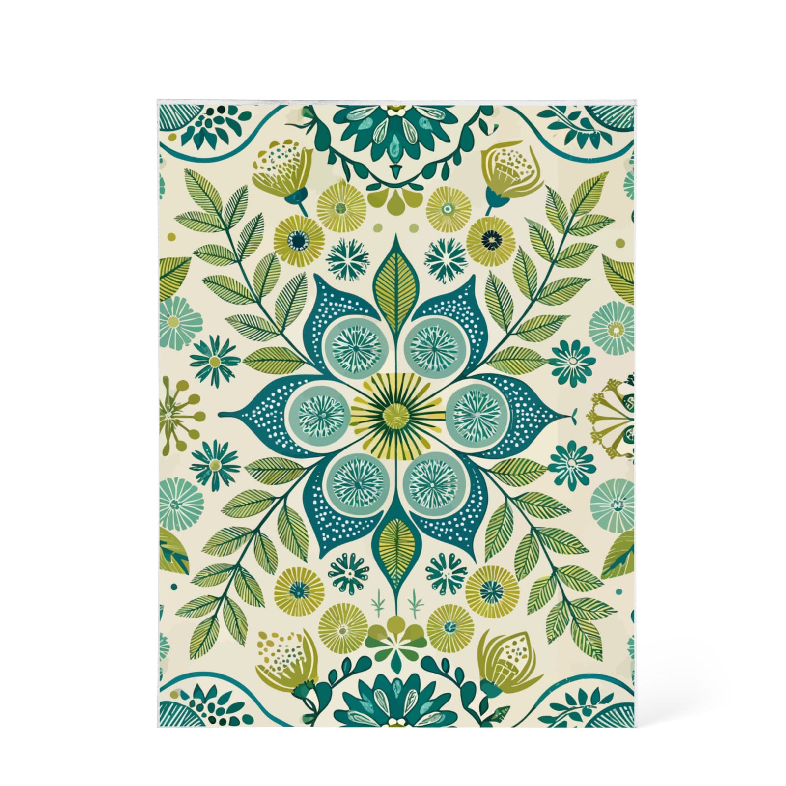 Folk Floral Pattern, Scandinavian Inspired 08 - 5.25" x 7" Acrylic Block