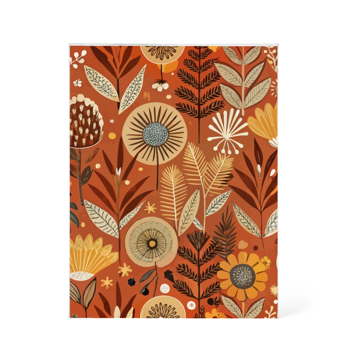 Folk Floral Pattern, African Inspired 02 - 5.25" x 7" Acrylic Block