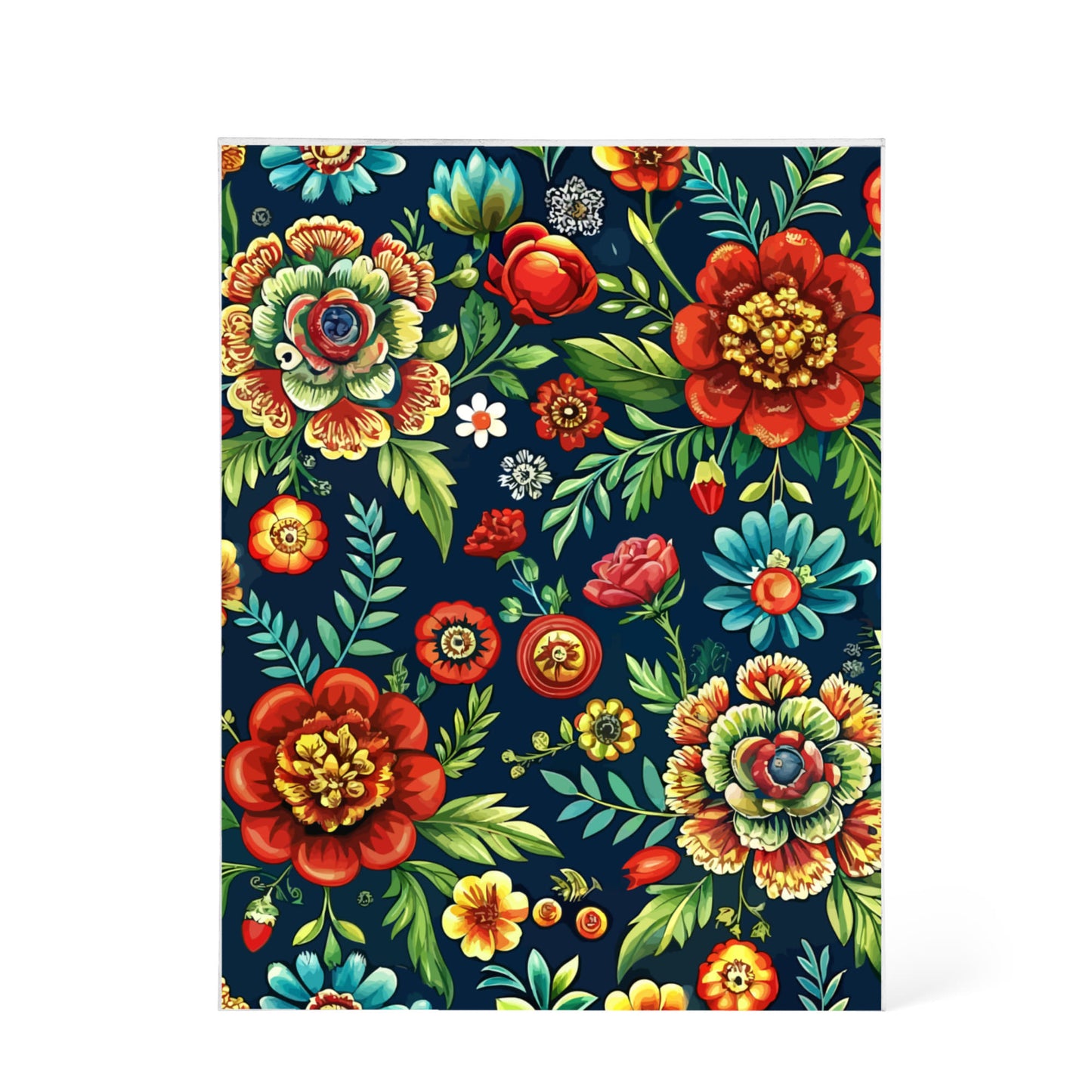 Folk Floral Pattern, Romanian Inspired 02 - 5.25" x 7" Acrylic Block