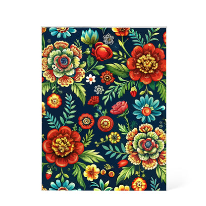 Folk Floral Pattern, Romanian Inspired 02 - 5.25" x 7" Acrylic Block