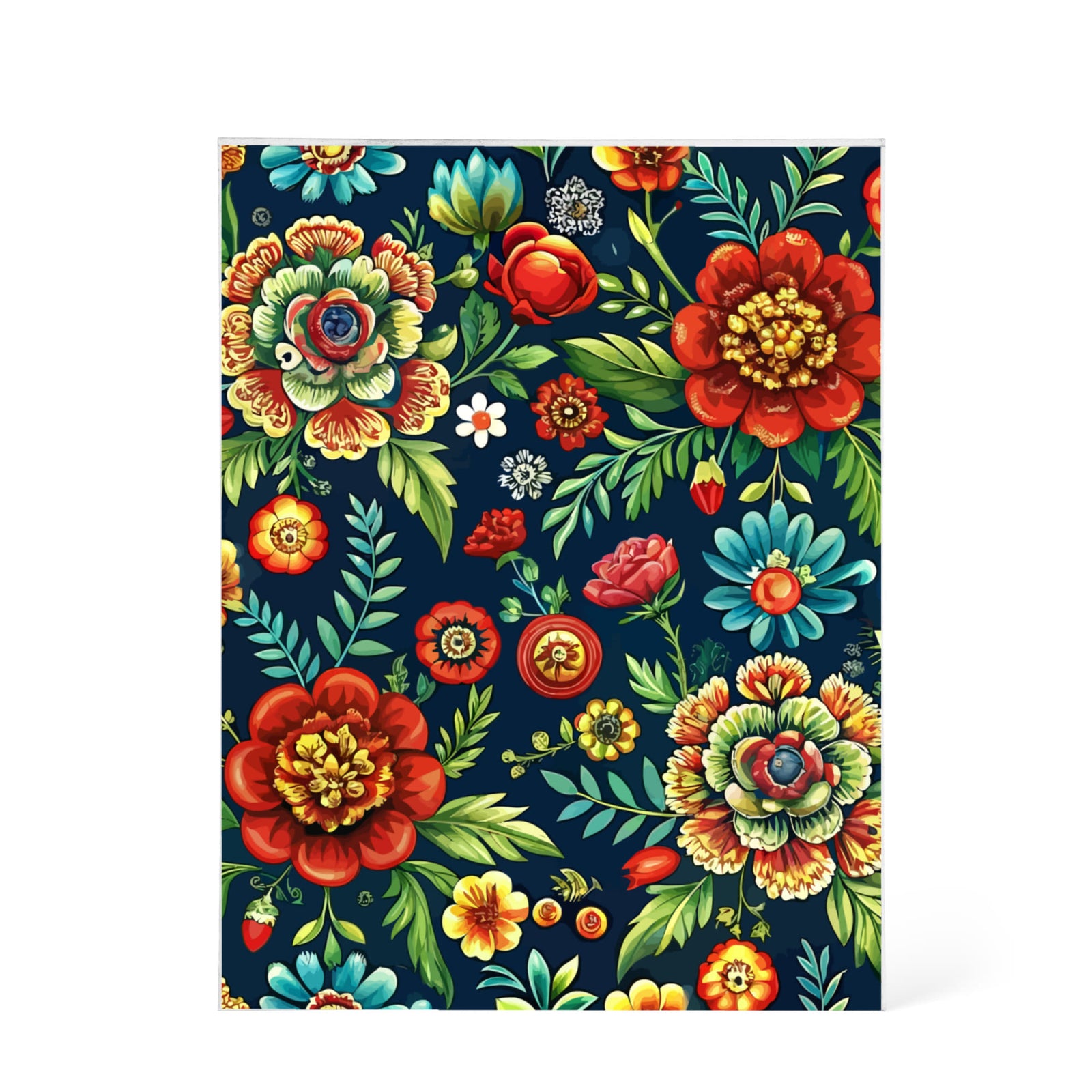 Folk Floral Pattern, Romanian Inspired 02 - 5.25" x 7" Acrylic Block