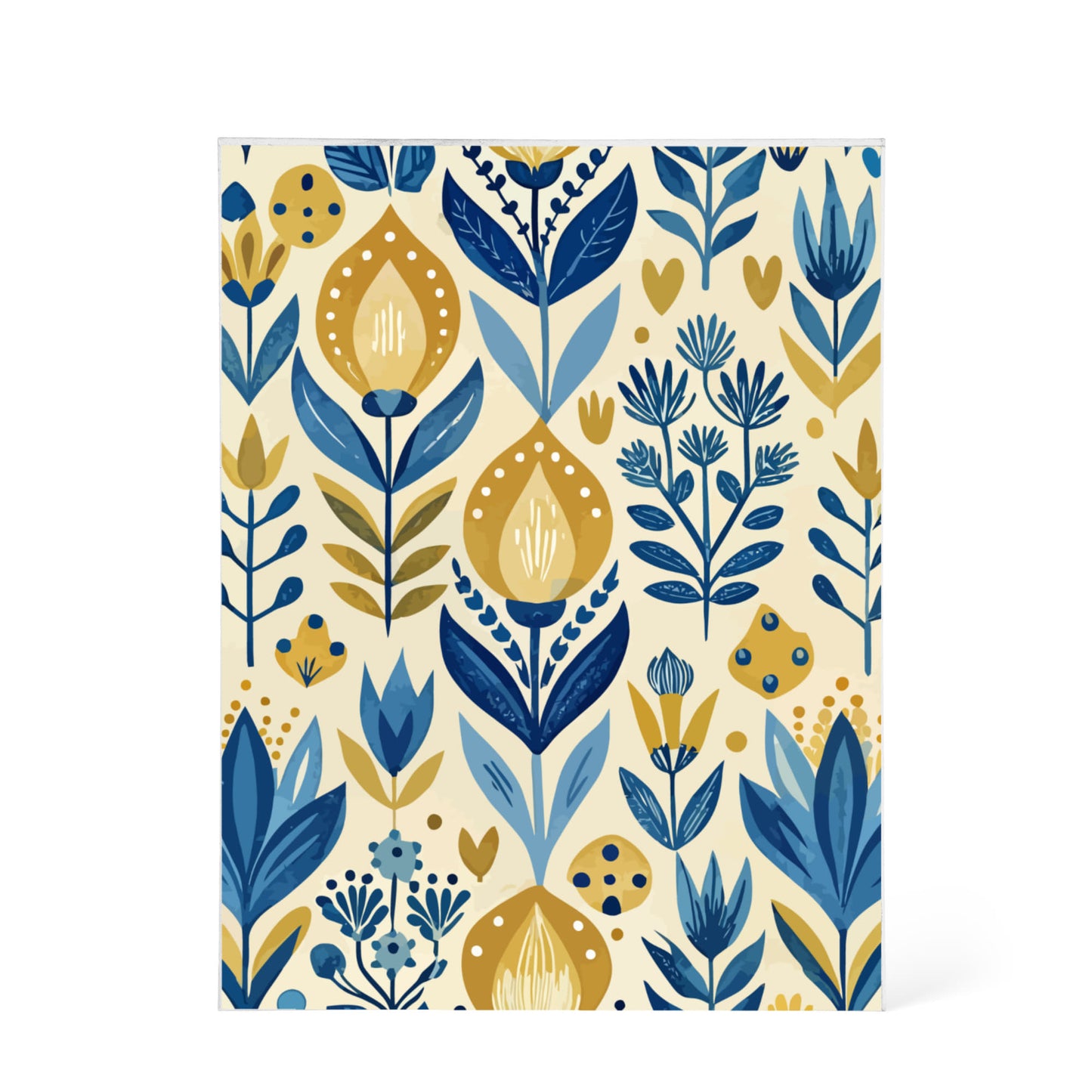 Folk Floral Pattern, Scandinavian Inspired 03 - 5.25" x 7" Acrylic Block