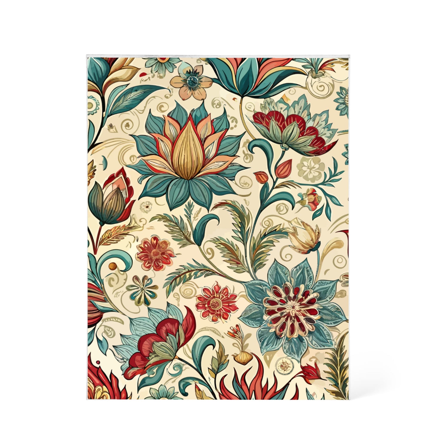 Folk Floral Pattern, Indian Inspired 08 - 5.25" x 7" Acrylic Block